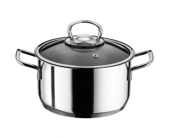 Кастрюля КАТЮША Марта нержавеющая сталь, 6,7 л, 24x14 см, стеклянная крышка 100-24-0 