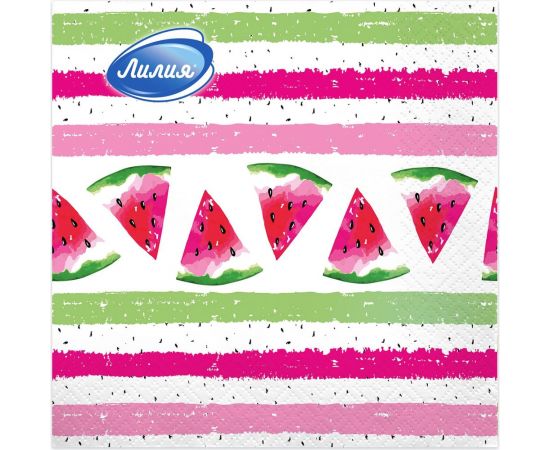 Бумажные салфетки Лилия 33x33, Сочный арбуз, 2 слоя 20 листов 8004 