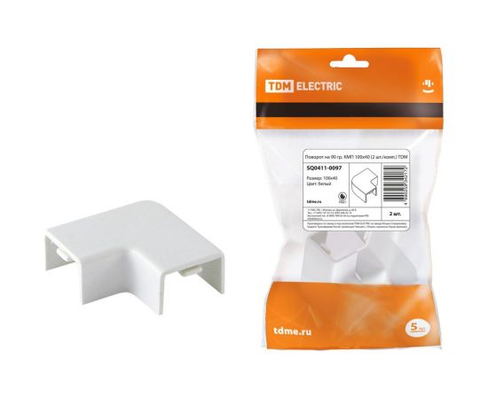 Поворот на 90 градусов TDM КМП 100x40, 2 штуки/комплект SQ0411-0097 
