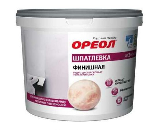 Финишная шпатлевка Ореол (водно-дисперсионная; полиакриловая; для внутренних работ; 4 кг) 66525 