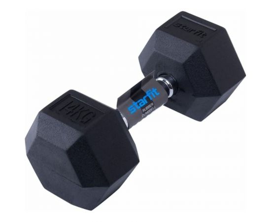 Гексагональная обрезиненная гантель Starfit DB-301 14 кг, черный УТ-00019793 