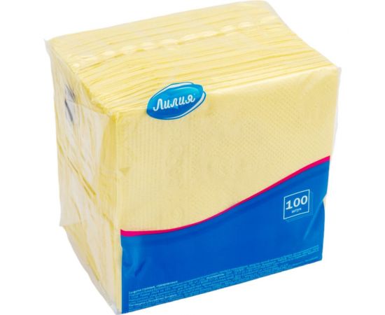 Салфетки бумажные 24x24 Желтый 1слой 100листов Лилия 756 – изображение 2