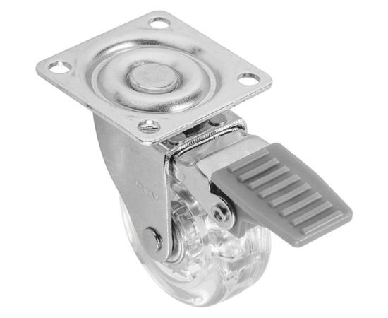 Поворотное колесо GTV D-50 мм, прозрачное, со стопором, нагрузка 35 кг, комплект 4 шт. KM-AH50MM-00-K – изображение 2