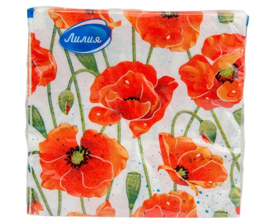 Бумажные салфетки Лилия Красные маки 33x33, 2 слоя, 20 листов 5317 – изображение 2