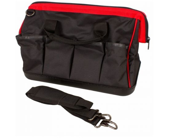 Сумка для инструментов COFRA с пластиковым дном, метал. фурнитура, 410x240x250 мм, цвет красный/черный TC-4215WR – изображение 2