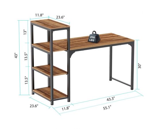 Письменный стол EUREKA (для компьютера) со стеллажом с шириной 140 см ZX-SH140A-RW – изображение 2