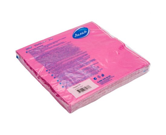 Бумажные салфетки Лилия 33x33, розовый, 2 слоя, 20 листов 766 – изображение 2