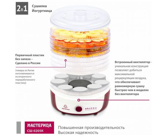 Сушилка для овощей Мастерица с функцией йогуртница СШ-0205К 00-00018908 – изображение 3