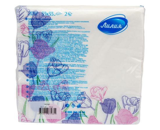 Салфетки бумажные 33x33 Melody 2слоя 20листов Лилия 5331 – изображение 3