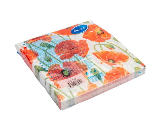 Бумажные салфетки Лилия Красные маки 33x33, 2 слоя, 20 листов 5317 – изображение 3