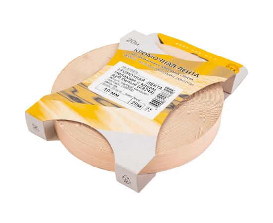 Кромочная меламиновая лента с клеем ELEMENT 19 мм, дуб белый, 20 м 575370 – изображение 3