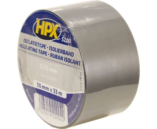 Огнестойкая профессиональная изолента из ПВХ HPX IG5033 INSULATION TAPE 5200 50 мм х 33 м, серая 5425014229042 – изображение 3
