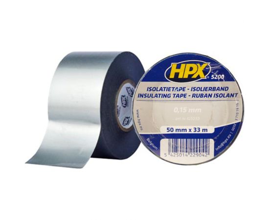 Огнестойкая профессиональная изолента из ПВХ HPX IG5033 INSULATION TAPE 5200 50 мм х 33 м, серая 5425014229042 – изображение 4