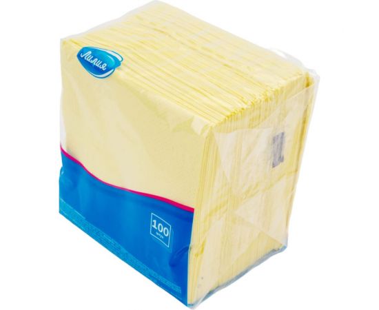 Салфетки бумажные 24x24 Желтый 1слой 100листов Лилия 756 – изображение 4