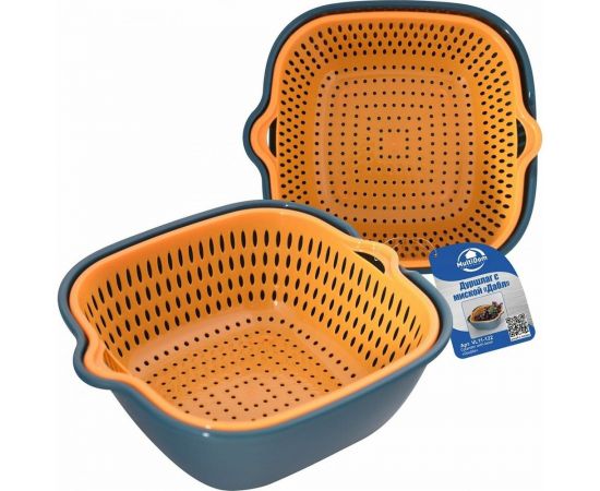 Дуршлаг МУЛЬТИДОМ Дабл NEW с миской размер 22,5x20x8 см, объем 2000 мл VL11-122 – изображение 7