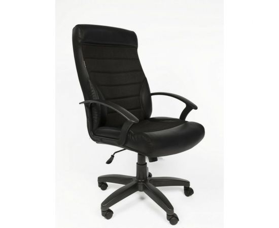 Кресло Easy Chair VTEChair-639 TPU ткань кожзам, черный/черный, пластик 686732 