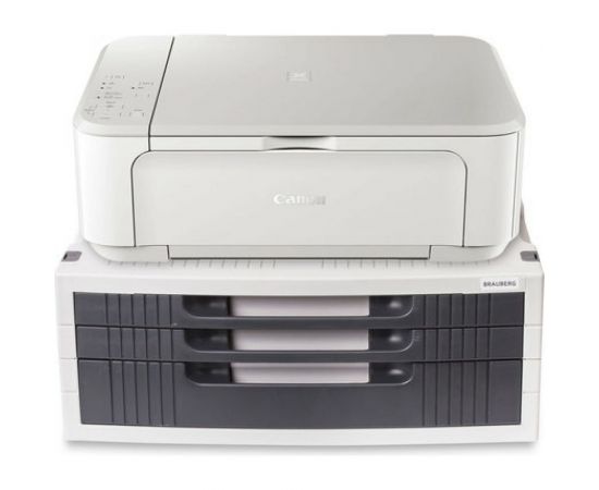 Подставка для принтера или монитора BRAUBERG с 1 полкой и 3 ящиками, 380х275х150 мм 510190 