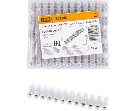Винтовой зажим TDM ЗВИ-3 0,75-2,5 кв. мм, 12 пар SQ0510-0001 