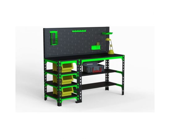 Металлический стол с боковыми полками и перфопанелью ООО Металекс 750x1200x500 мм SBF751250 