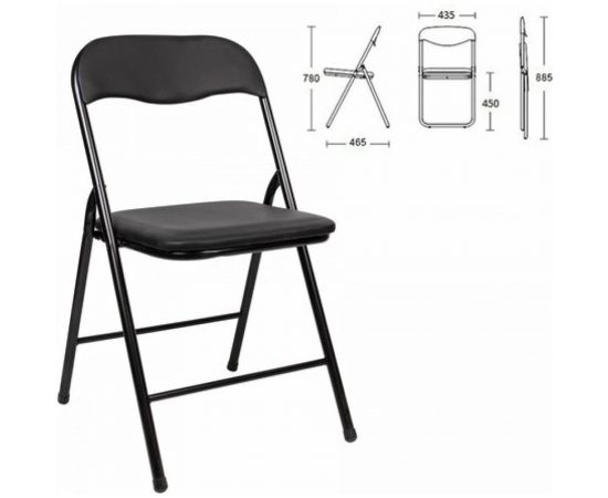 Складной стул для дома и офиса BRABIX Golf CF-007 черный каркас, кожзам черный, 531565 