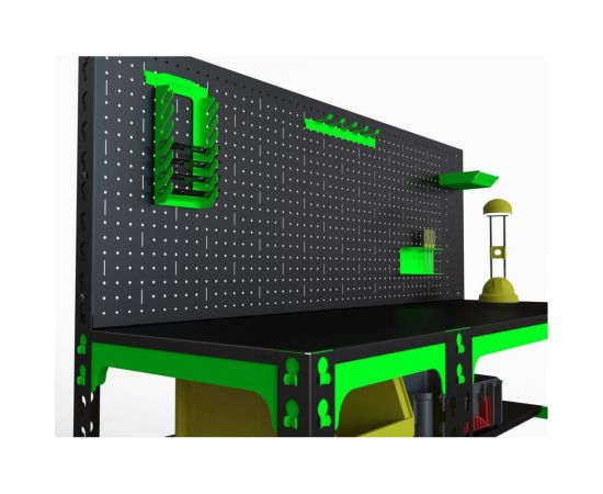 Металлический стол с боковыми полками и перфопанелью ООО Металекс 750x1200x500 мм SBF751250 – изображение 2