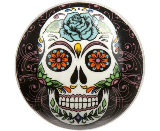 Керамическая ручка для мебели Blumen Haus Череп цвет церный, рисунок цветной 66165 – изображение 2