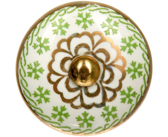 Металлическая ручка для мебели Blumen Haus Зеленый чай цвет зеленый, рисунок золотой 66103 – изображение 2