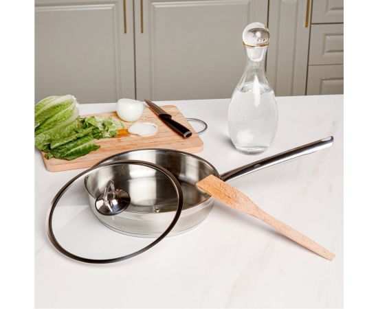 Сковорода Катюша София, нержавеющая сталь, 28 см, стеклянная крышка 29910-280-0 – изображение 3