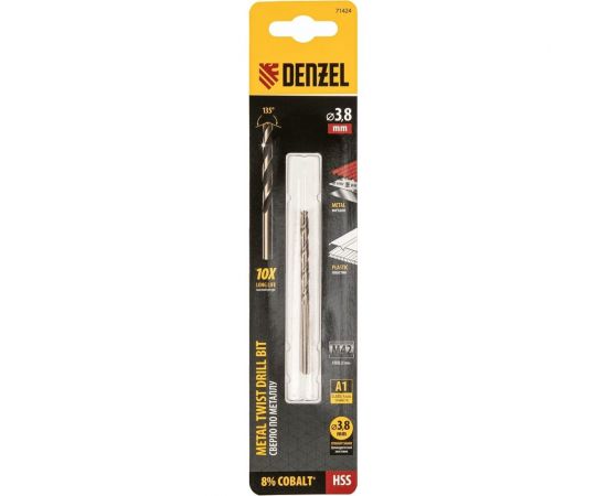 Сверло по металлу 3.8 мм, HSS Co-8% Denzel 71424 – изображение 3