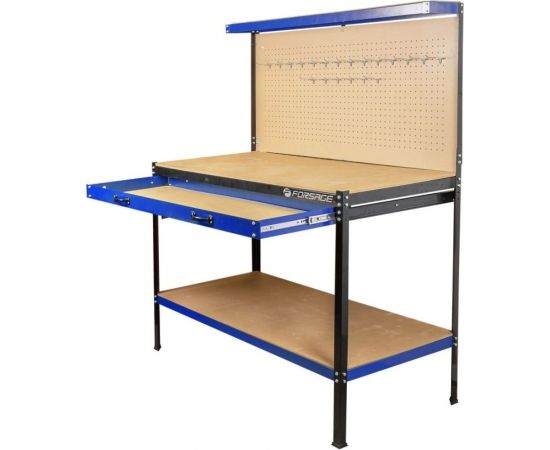 Слесарный верстак Forsage (1550х1200х600 мм, 600х1200 - столешница, нагрузка: 120 кг - столешница, 80 кг - полка, 20 кг - выдвиж. полка) F-01Y0320(54220) 