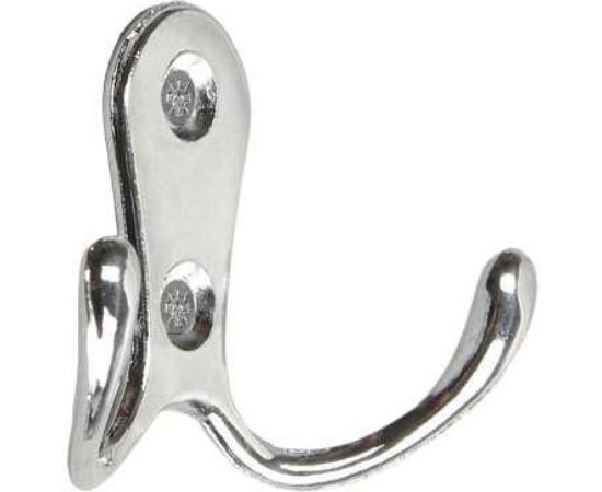 Мебельный крючок ТУНДРА KM207CP, двухрожковый, цвет хром 1866178 