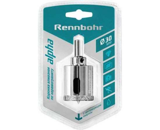 Коронка алмазная с центрирующим сверлом по керамограниту и керамике 30 мм RENNBOHR 676230 – изображение 2