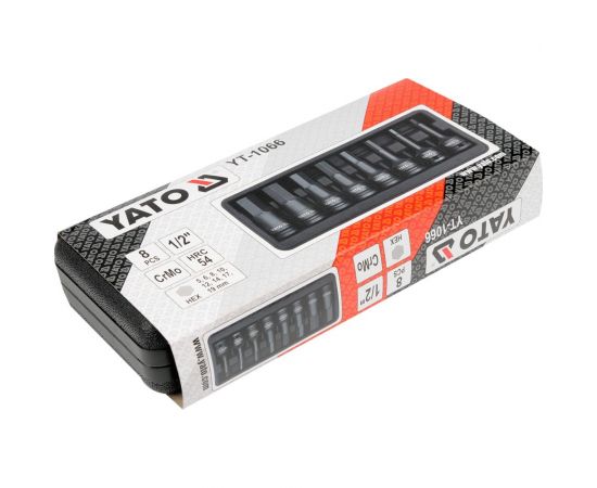 Набор ударных головок-бит HEX 8 шт, 1/2"" YATO YT-1066 – изображение 2