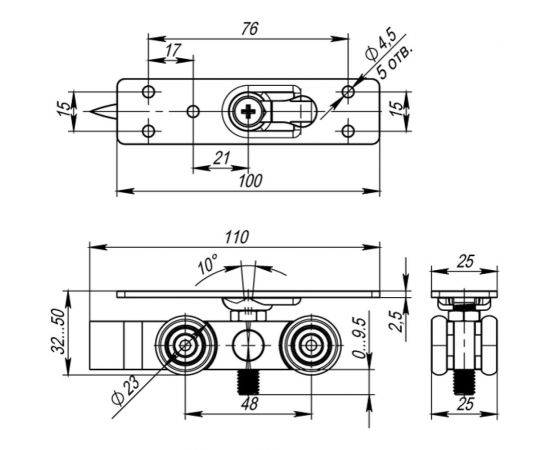 Комплект роликов для раздвижных дверей ARMADILLO SLD.Comfort.SET.rollers/80 (Comfort 80/4 kit) 34141 – изображение 2