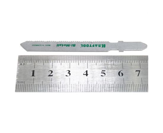 Пилки KRAFTOOL для эл/лобзика, Bi-Metall, по металлу, 1,5-2мм, EU-хвост., шаг 1,2мм, 55мм, 2шт 159555-1,2 – изображение 3