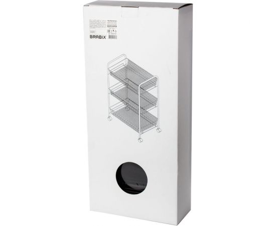 Офисно-бытовая этажерка-тележка 3 яруса, на колесах, металл, черная, 43,5х26х62,5 см BRABIX 603751 – изображение 3