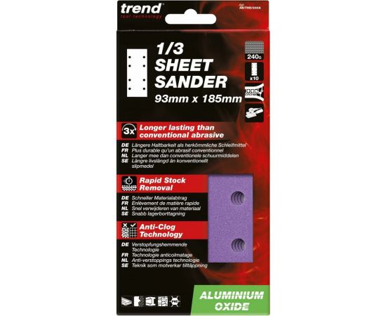 Лист шлифовальный (10 шт, 93х185 мм, зерно 240) TREND AB/THD/240A – изображение 3