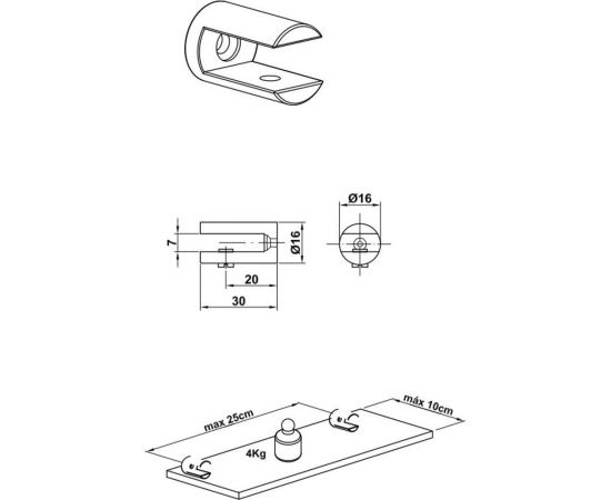 Подставки для стеклянных полок Amig позолоченный 36 ORO – изображение 3