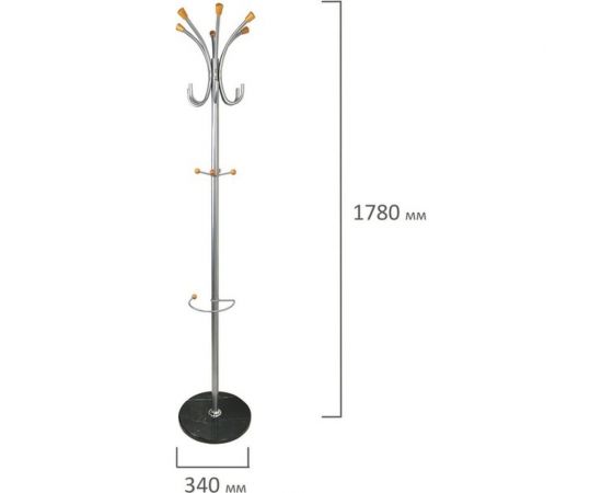 Вешалка-стойка BRABIX CR-8121 металл, 6+4 крючка, цвет серебристый 606437 – изображение 6