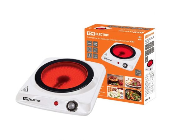 Одноконфорочная электроплитка TDM ЭПК1 230 В, 1.2 кВт, керамический диск SQ2504-0005 