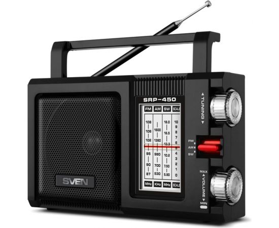 Радиоприёмник SVEN АС SRP-450 черный, 3 Вт, FM/AM/SW SV-017149 