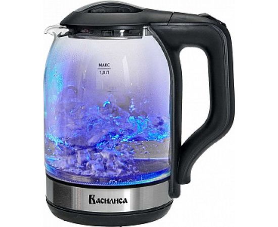Электрический чайник ВАСИЛИСА ВА-1036 корпус из жаропрочного стекла, черный 1500 Вт, 1.8 л Р1-00008217 – изображение 2