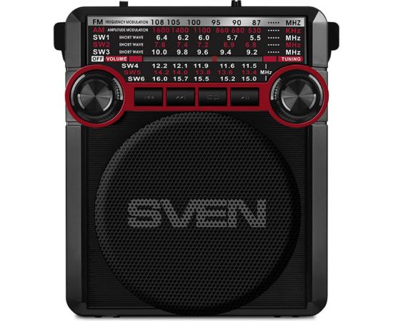Радиоприёмник SVEN АС SRP-355 красный, 3 Вт, FM/AM/SW, USB, SD/microSD, фонарь, встроенный аккумулятор SV-017132 – изображение 3