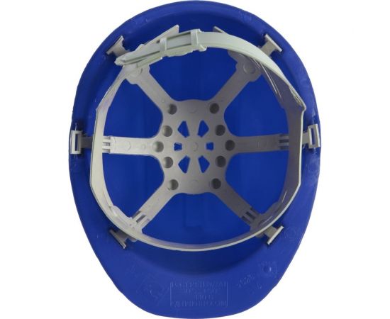 Защитная каска для строительно-монтажных работ ТУНДРА с пластиковым оголовьем, синяя 4985137 – изображение 3