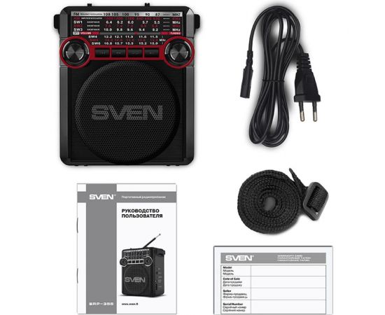 Радиоприёмник SVEN АС SRP-355 красный, 3 Вт, FM/AM/SW, USB, SD/microSD, фонарь, встроенный аккумулятор SV-017132 – изображение 5