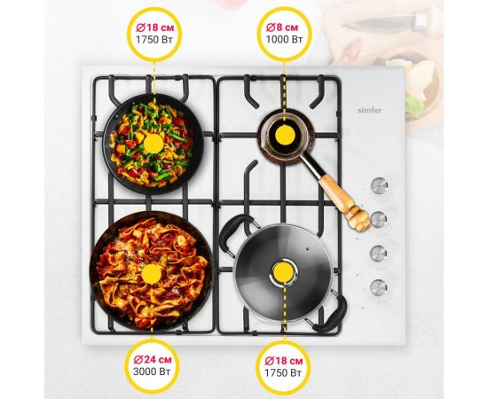 Газовая варочная поверхность SImfer решётки LAMA, газ-контроль H60Q41W571 – изображение 5