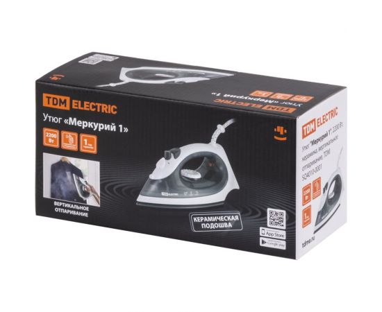 Утюг TDM Меркурий 1, 2200 Вт, керамика, вертикальное отпаривание SQ4010-0001 – изображение 10
