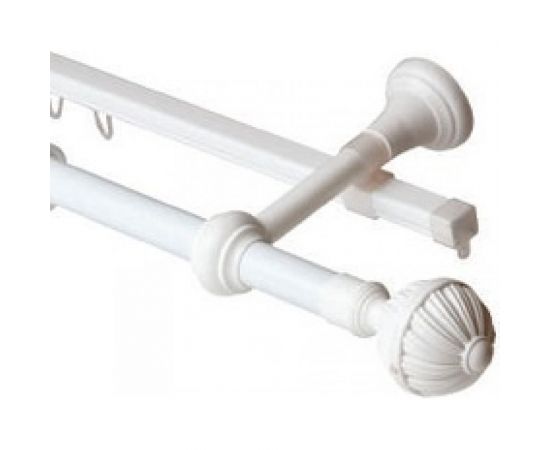 Двухрядный круглый карниз Волшебная палочка Византия металл, диаметр 20 мм, 3.0 м белый УТ000071409 