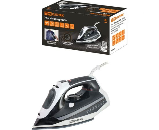 Утюг TDM Меркурий 3, 2600 Вт, керамика, вертикальное отпаривание, антинакипь, антикапля, самоочистка, автоотключение SQ4010-0003 