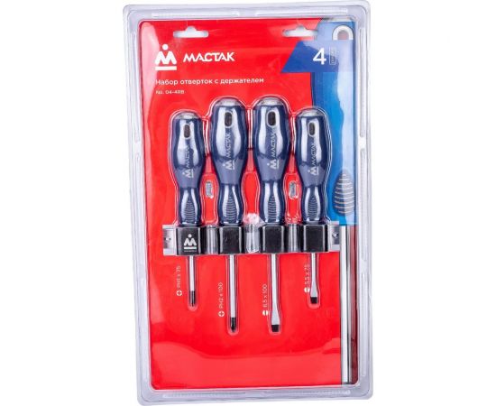 Набор отвёрток с держателем (4 предмета) МАСТАК 04-4RB 